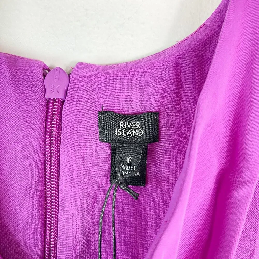 River Island NWT Purple Crossover Neckline Sleeveless Jumpsuit Size 6 - Picture 5 of 5